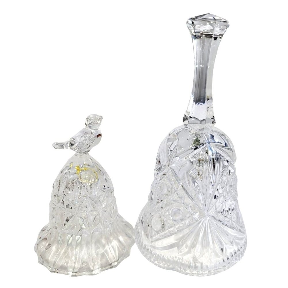Hofbauer Byrdes Bells Collection 5.5" and 3.75" Clear Lead Crystal with Clappers - Picture 5 of 8
